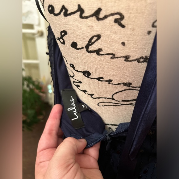 Lulus Cielo Navy Blue Sequin Halter Maxi Dress in Medium - Picture 6 of 10